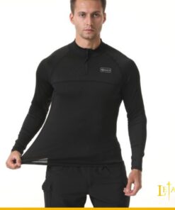 Polo fit slim manga larga - Cuello alto con cierre, tela fresca - Marca ESDY